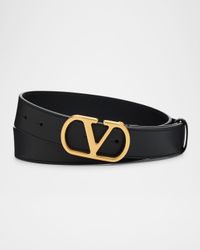 Men's VLogo Box Leather Belt