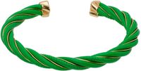 Bottega Veneta Green & Gold Twist Cuff Bracelet