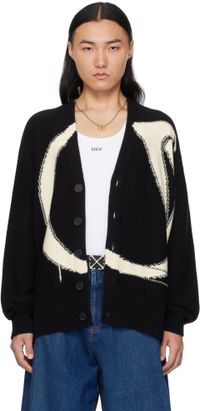 Off-White Cardigan noir et blanc à logo surdimensionné