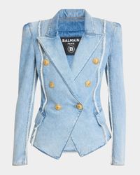 6-Button Raw-Edge Denim Jacket