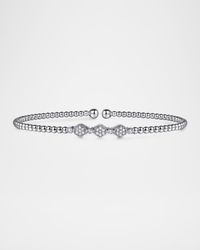 14K White Gold Bujukan Bead and Hexagon Cluster Diamond Bangle
