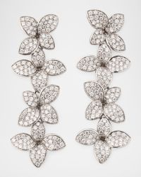 18K White Gold Pave Diamond 4 Flower Earrings