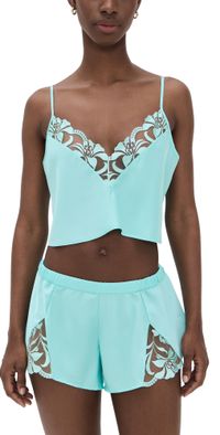 Bluebella Leonora Luxury Satin Cami and Short Set Island Paradise Blue/Sheer S