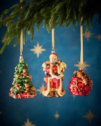 Santa with Bears Christmas Ornaments, Set of 3