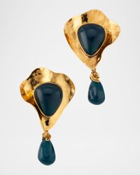 Shell Jewel Tone Clip Earrings