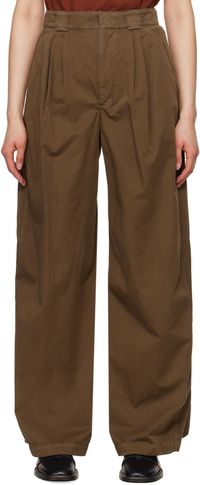 LEMAIRE Brown Wide-Leg Trousers