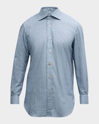 Men's Cotton Herringbone-Print Sport Shirt