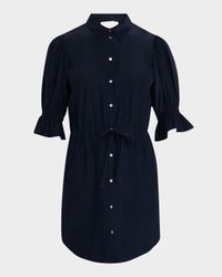 Fiona Silk Puff-Sleeve Shirtdress