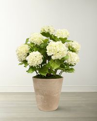 Faux Hydrangeas in Planter