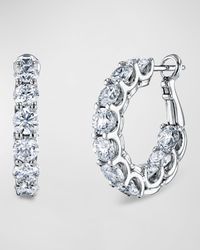 18K White Gold Diamond Hoop Earrings, 3.30tcw/0.75"L