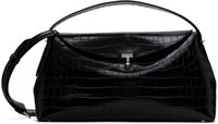 TOTEME Black T-Lock Top Handle Croco Bag