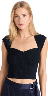 SIMKHAI Abia Cropped Tee Midnight S