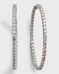 Lab Grown Diamond 18K White Gold Round Hoop Earrings, 2.5"L, 12.5tcw