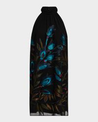 Zana Floral-Embroidered Halter Mini Dress