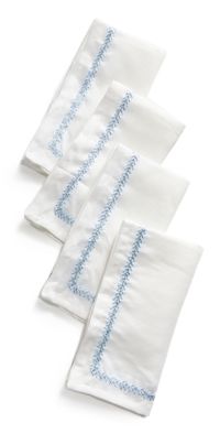 Kim Seybert Jardin Napkins Set of 4 White/Periwinkle One Size