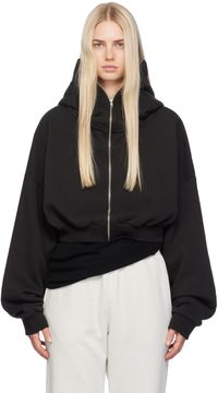 Entire Studios Black Cropped Full Zip Hoodie