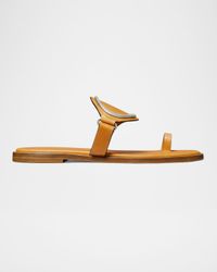 Leather Ring Flat Slide Sandals