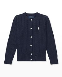 Girl's Cable-Knit Ribbed Cardigan, Size 2-6X