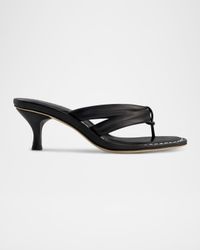 Miami Kitten-Heel Leather Mule Sandals