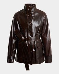 Finch Belted Lacquered Cotton Raincoat