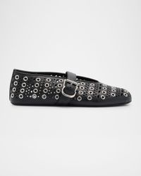 Vienne Buckle Eyelet & Laser-Cut Leather Ballet Flats