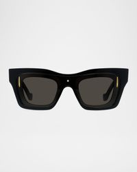 Men's Signature Layered Acetate Rectangle Sunglasses