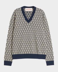 Men's V Jacquard Wool Sweater