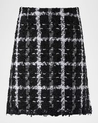Metallic Check Tweed A-Line Mini Skirt