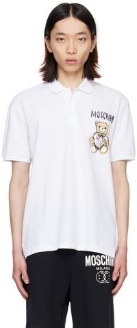 Moschino Polo blanc à image à logo imprimée