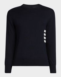 Men's Cotton 4-Bar Side Stripe Crewneck Sweater
