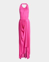 Draped Jersey Halter Gown