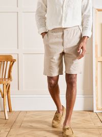 Cyrillus - Bermuda coton lin stretch taille élastiquée - Taille 38 - Beige