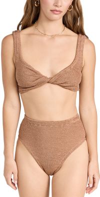 Hunza G Jamie Bikini Set Metallic Cocoa One Size