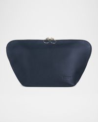 Vacationer Leather Makeup Bag, Navy
