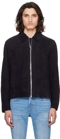 BOSS Navy Regular-Fit Suede Jacket