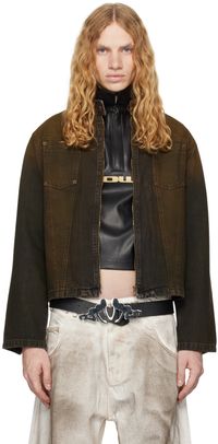Mowalola Brown Moto Denim Jacket