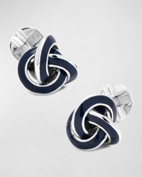 Sterling Blue Enamel Knot Cufflinks
