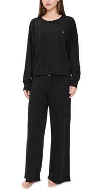 Polo Ralph Lauren Crew Neck Wide Leg Pants Set Black M