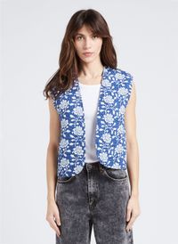 Swildens - Veste sans manche matelassée imprimée en coton - Taille 40 - Bleu