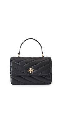 Tory Burch Kira Chevron Mini Top Handle Chain Wallet Black One Size