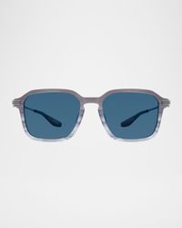 Men's Delon Acetate and Titanium Rectangle Sunglasses