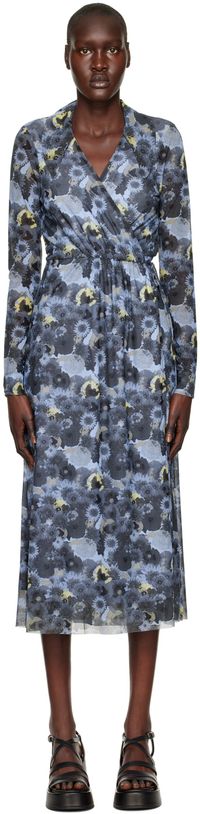 GANNI Blue Wrap Midi Dress