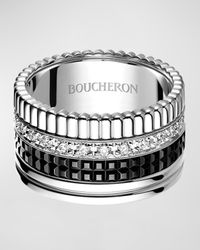 Quatre Black Edition Large Diamond Band Ring, Size 54