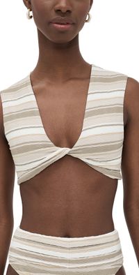 Ramy Brook Striped Oliwia Bikini Top Sandstone Stripe L