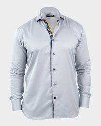 Men's Einstein Jacquard Contrast-Placket Sport Shirt
