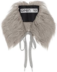 OPEN YY Gray Faux Fur Collar Scarf