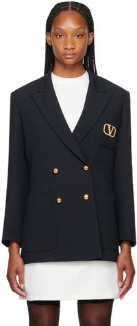 Valentino Navy Double-Breasted Blazer