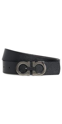 FERRAGAMO Double Gancio Reversible Belt Black/Brown 100