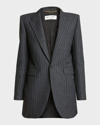 Pinstripe Single-Breasted Blazer Jacket