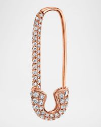 18K Rose Gold Diamond Safety Pin Earring, Single